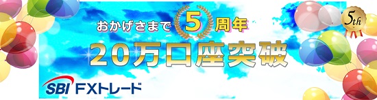 SBI FX20万口座突破